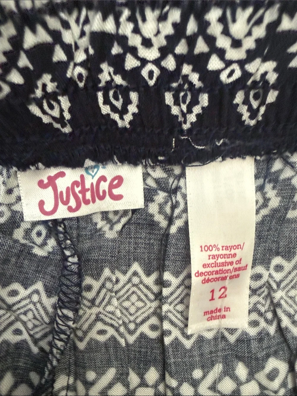 Justice Girl’s Navy Blue & White Tribal  Print Tank and Shorts Set
